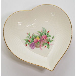 Mikasa Heart Plate Bone China Christmas Spirit Holiday Gold Candy Dish Trinket